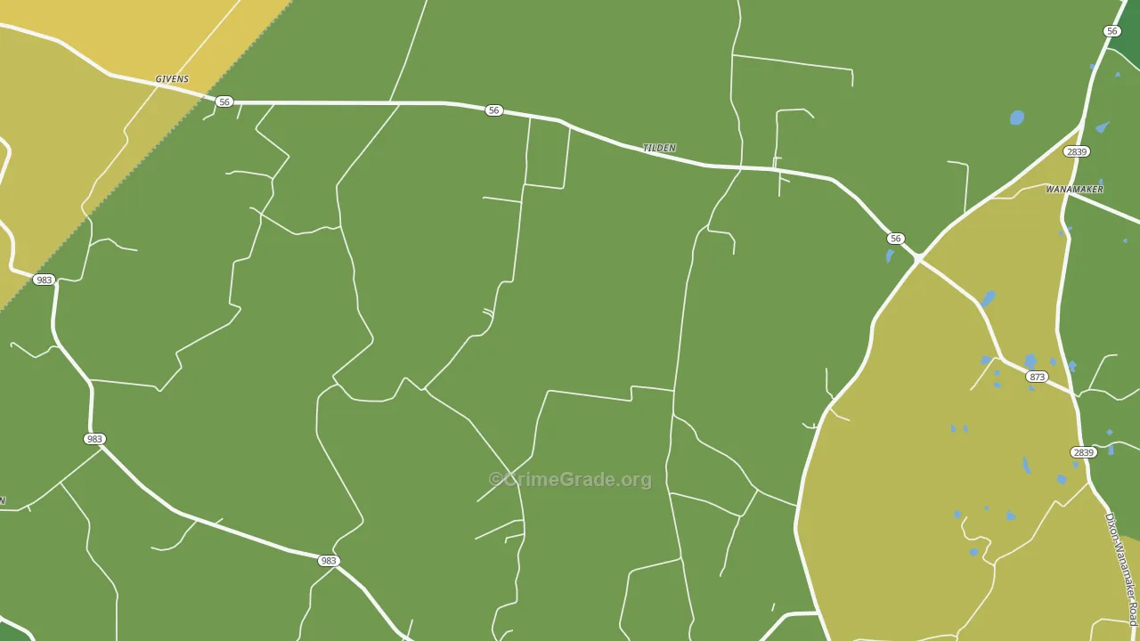 Tilden, KY Map of Vehicle Theft Rates