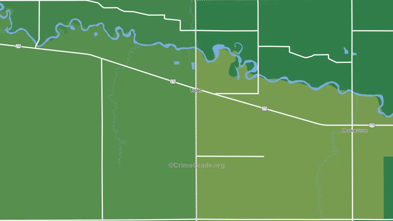 Tilden, NE Map of Vehicle Theft Rates