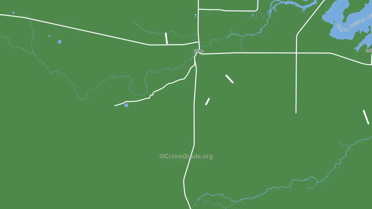 Tilden, TX Map of Vehicle Theft Rates