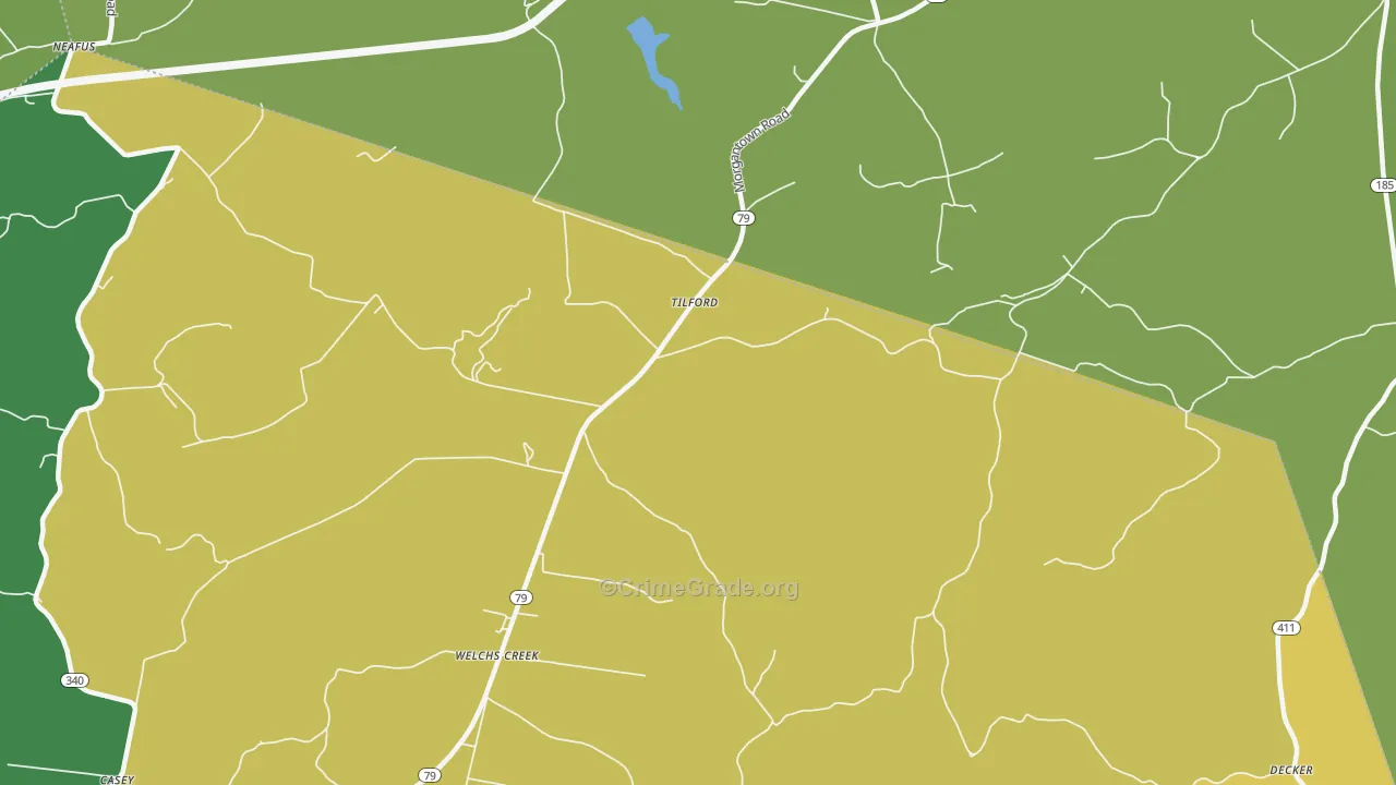 Tilford, KY Map of Vehicle Theft Rates