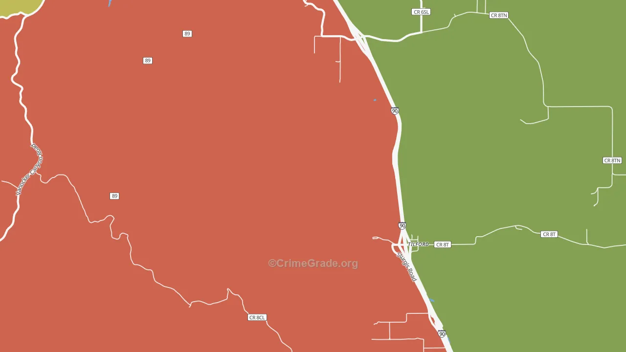 Tilford, SD Map of Vehicle Theft Rates
