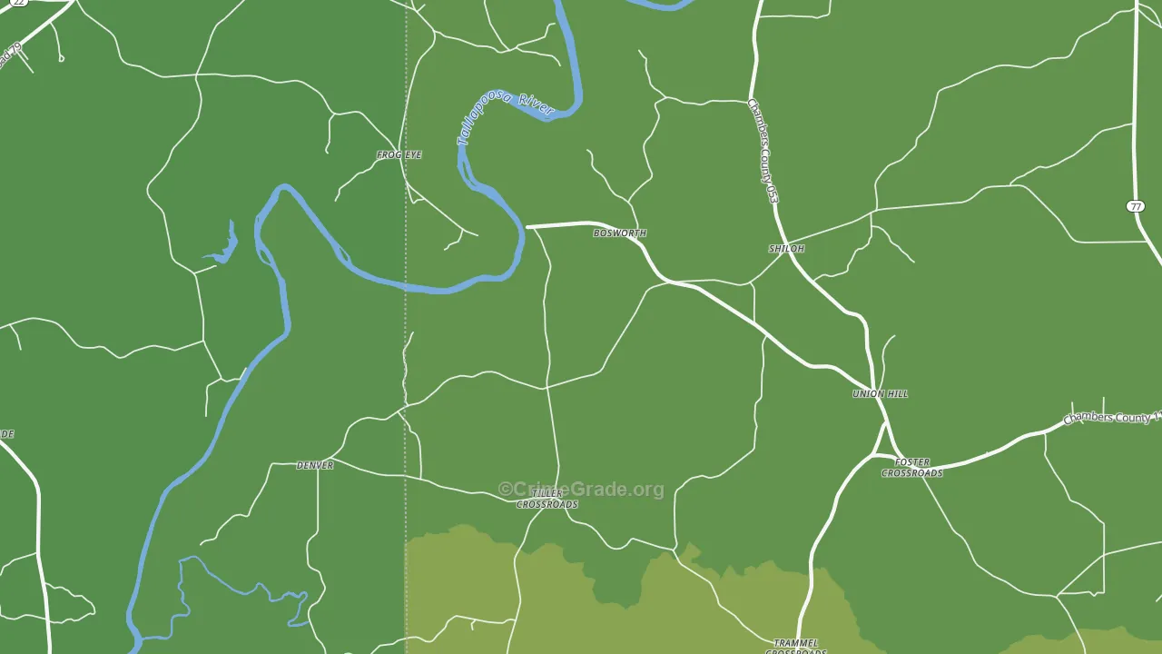 Tiller Crossroads, AL Map of Vehicle Theft Rates