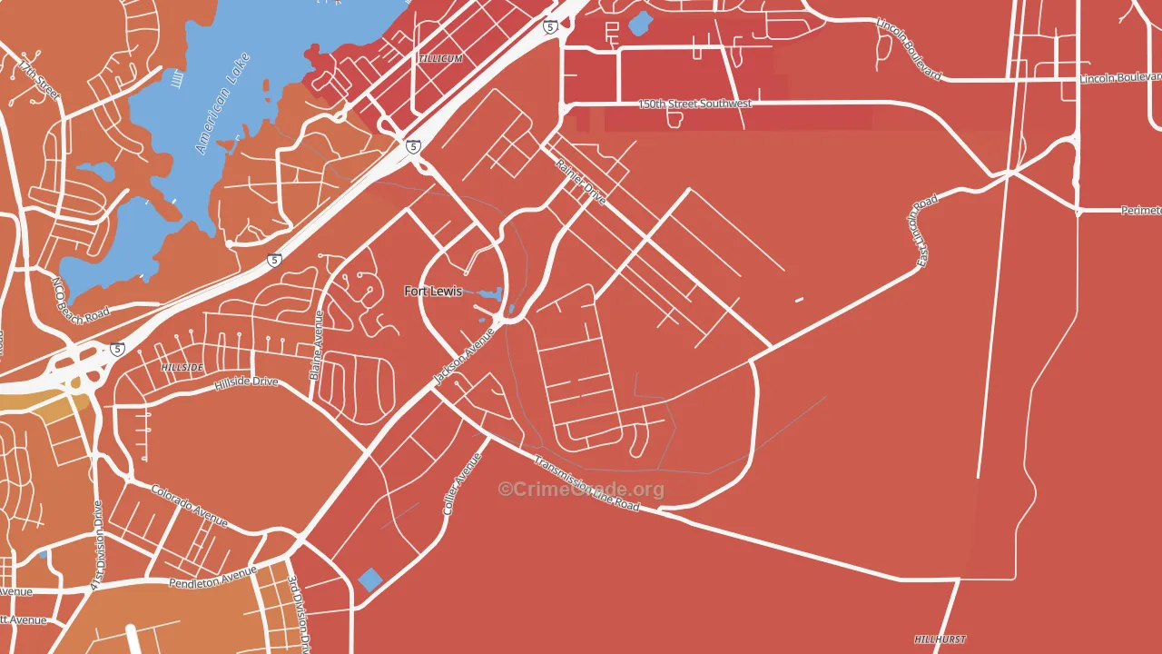 Tillicum, WA Map of Vehicle Theft Rates