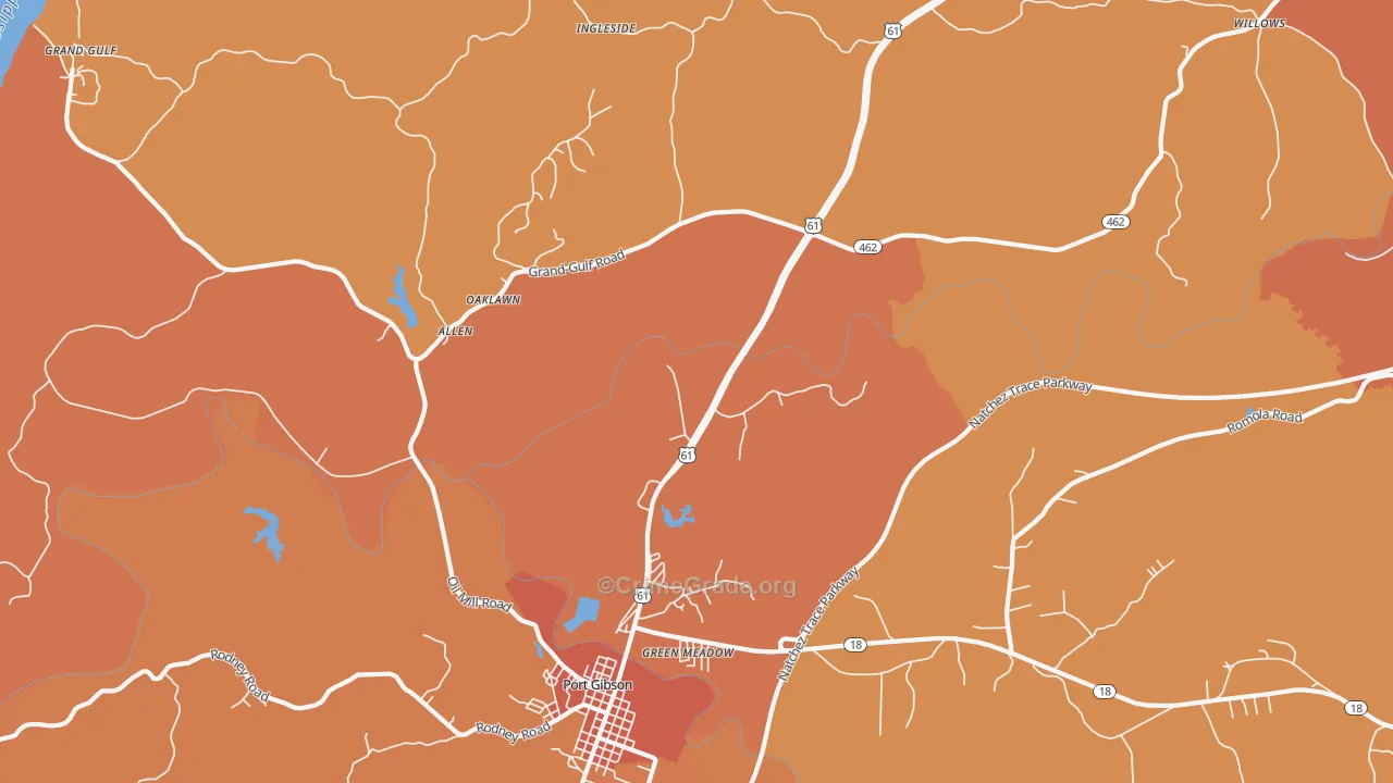 Tillman, MS Map of Vehicle Theft Rates