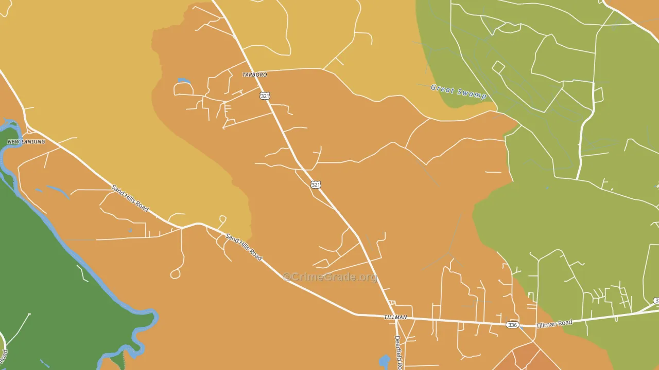 Tillman, SC Map of Vehicle Theft Rates