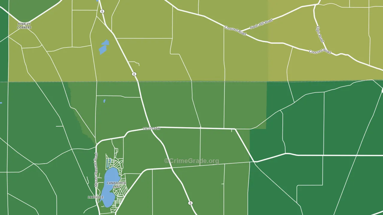 Tillotson, PA Map of Vehicle Theft Rates