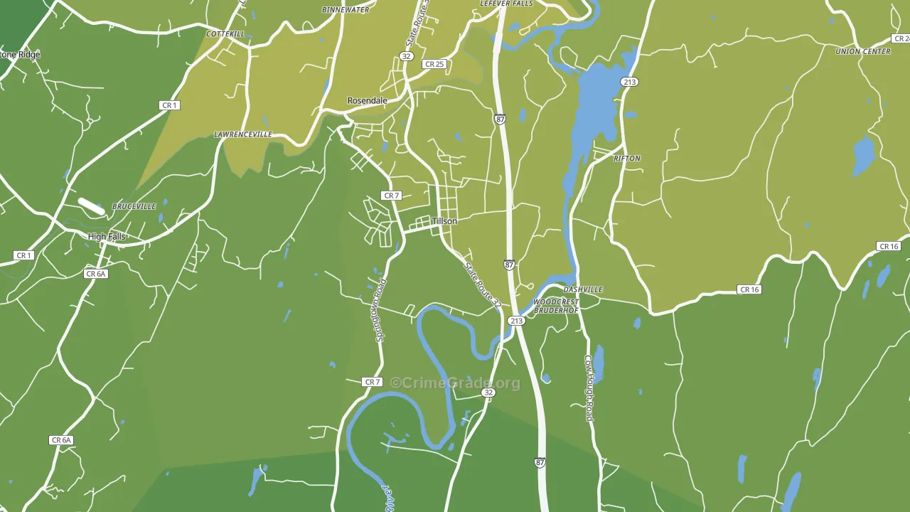 Tillson, NY Map of Vehicle Theft Rates
