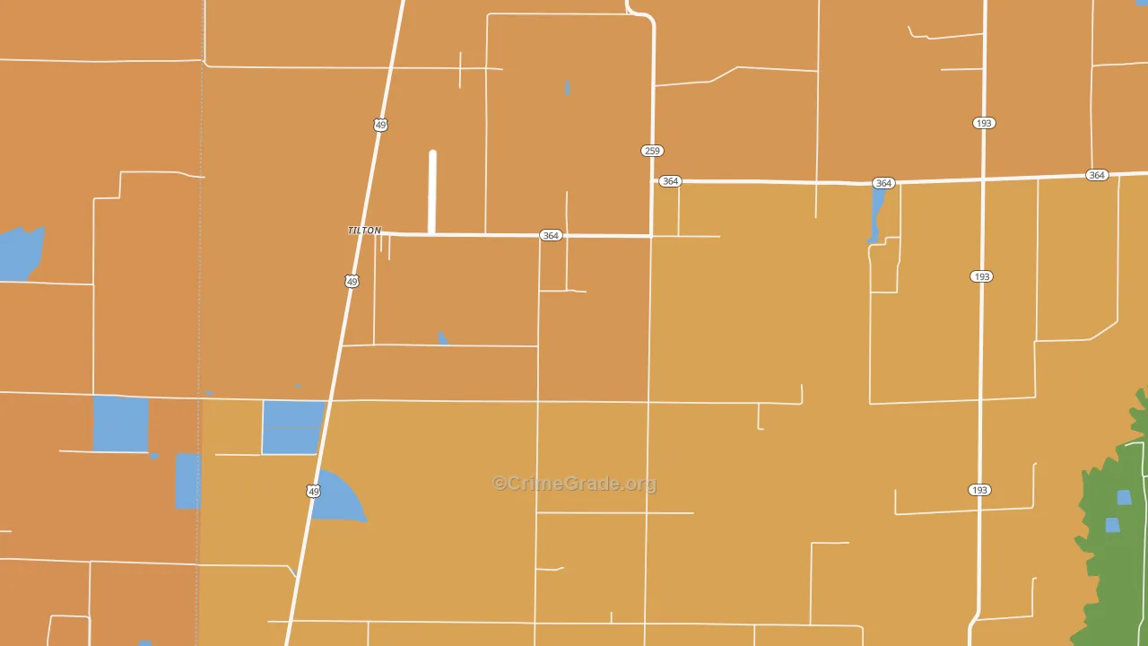 Tilton, AR Map of Vehicle Theft Rates