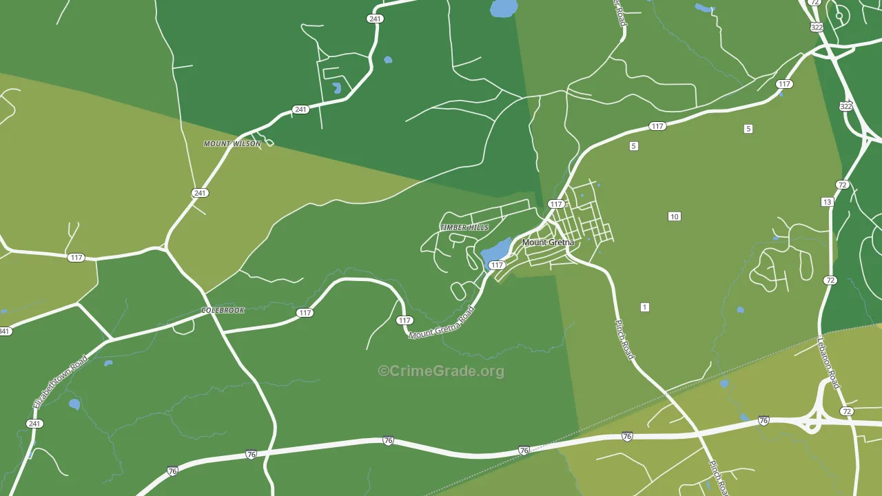 Timber Hills, PA Map of Vehicle Theft Rates