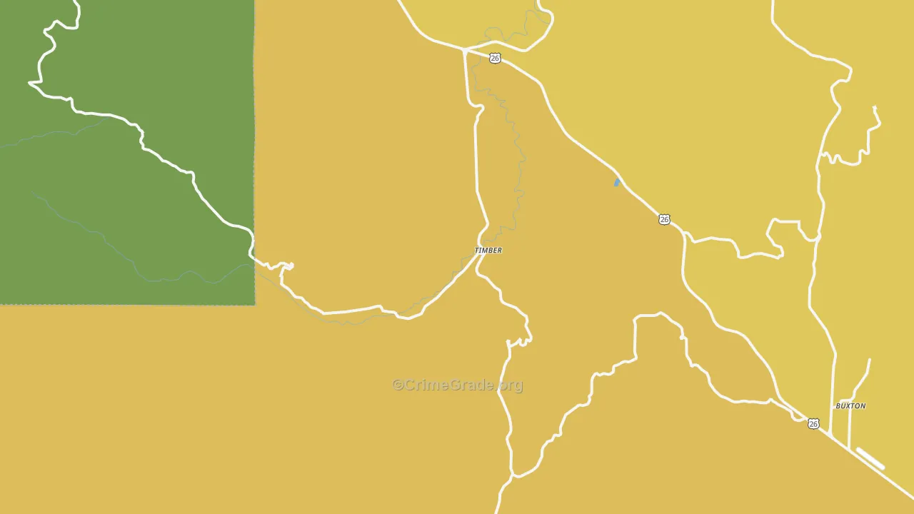 Timber, OR Map of Vehicle Theft Rates