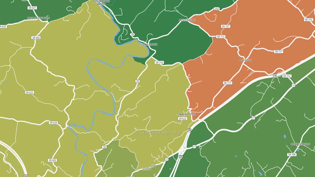 Timber Ridge, VA Map of Vehicle Theft Rates