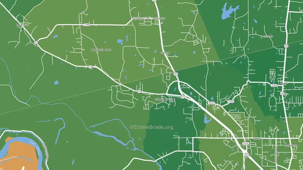 Timber Trails, LA Map of Vehicle Theft Rates