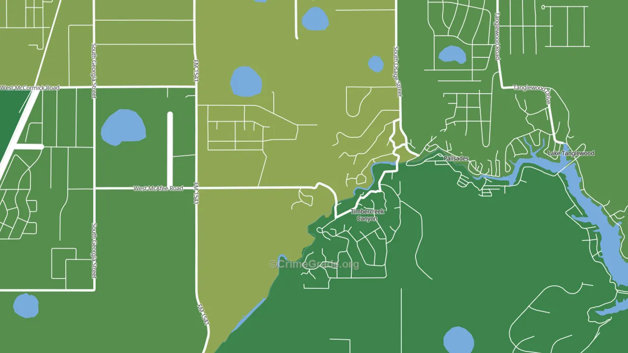 Timbercreek Canyon, TX Map of Vehicle Theft Rates