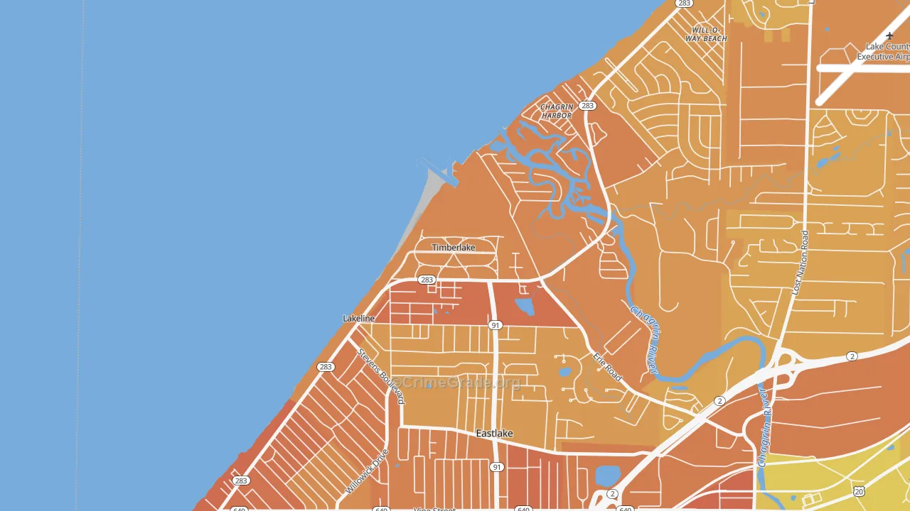 Timberlake, OH Map of Vehicle Theft Rates