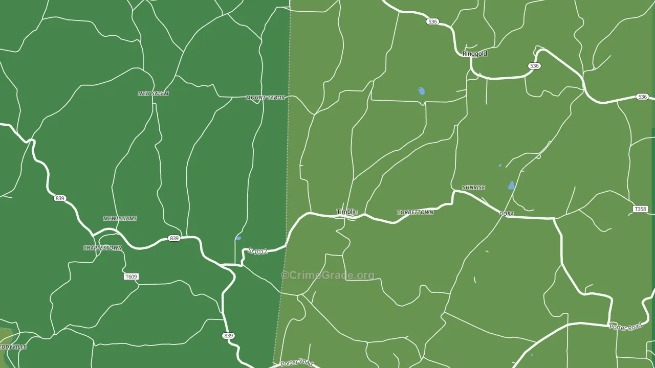 Timblin, PA Map of Vehicle Theft Rates