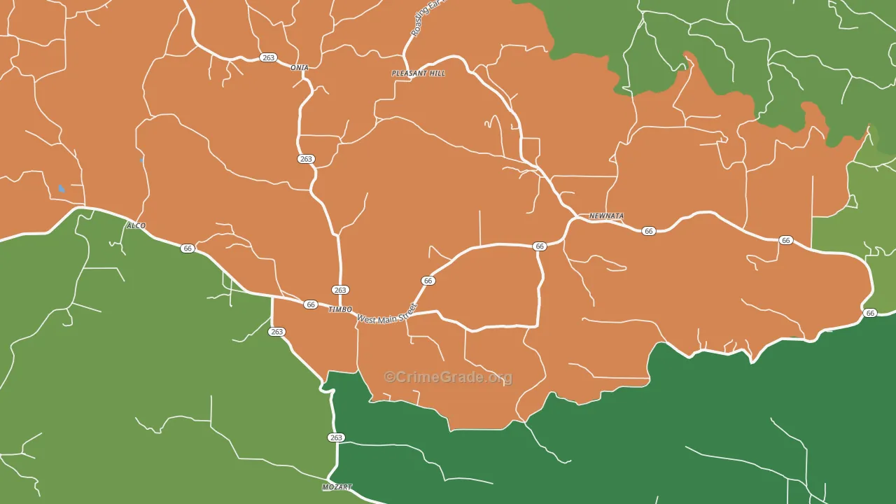 Timbo, AR Map of Vehicle Theft Rates