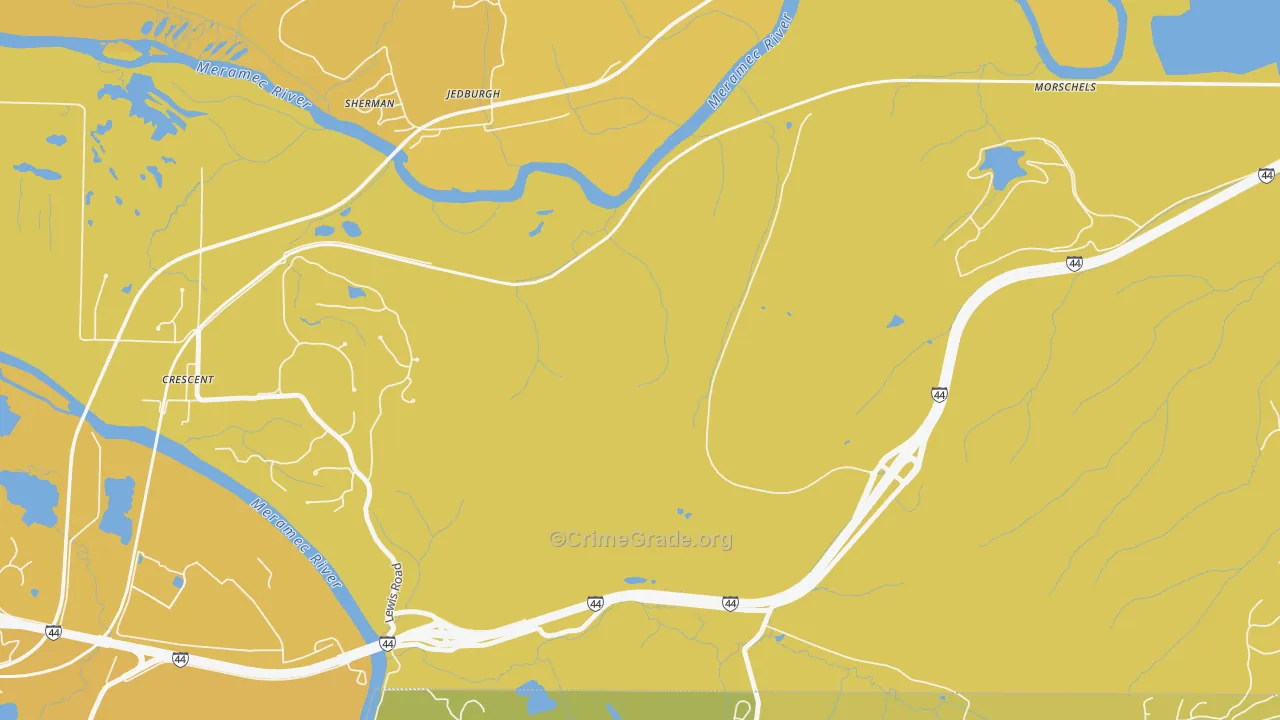 Times Beach, MO Map of Vehicle Theft Rates
