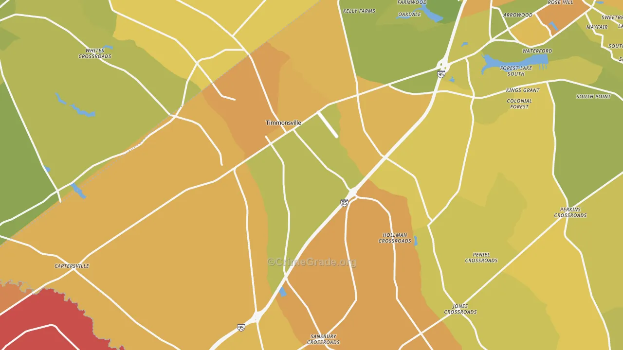 Timmonsville, SC Map of Vehicle Theft Rates