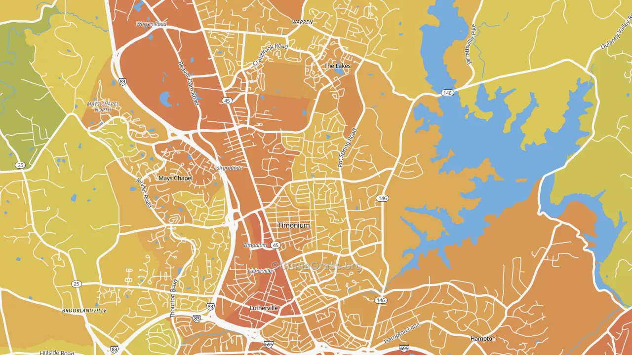 Timonium, MD Map of Vehicle Theft Rates
