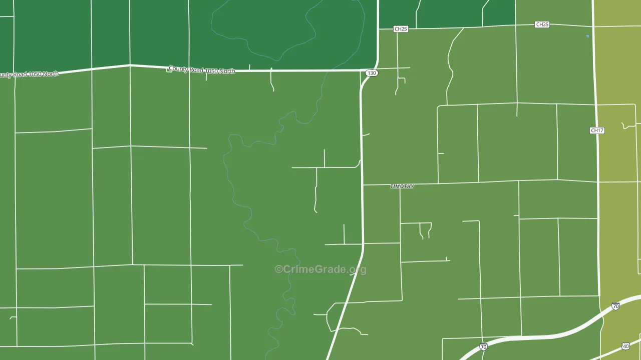 Timothy, IL Map of Vehicle Theft Rates