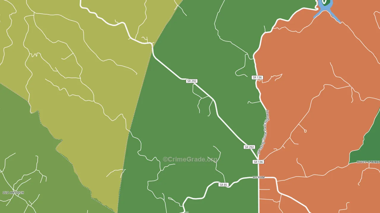 Timothy, TN Map of Vehicle Theft Rates