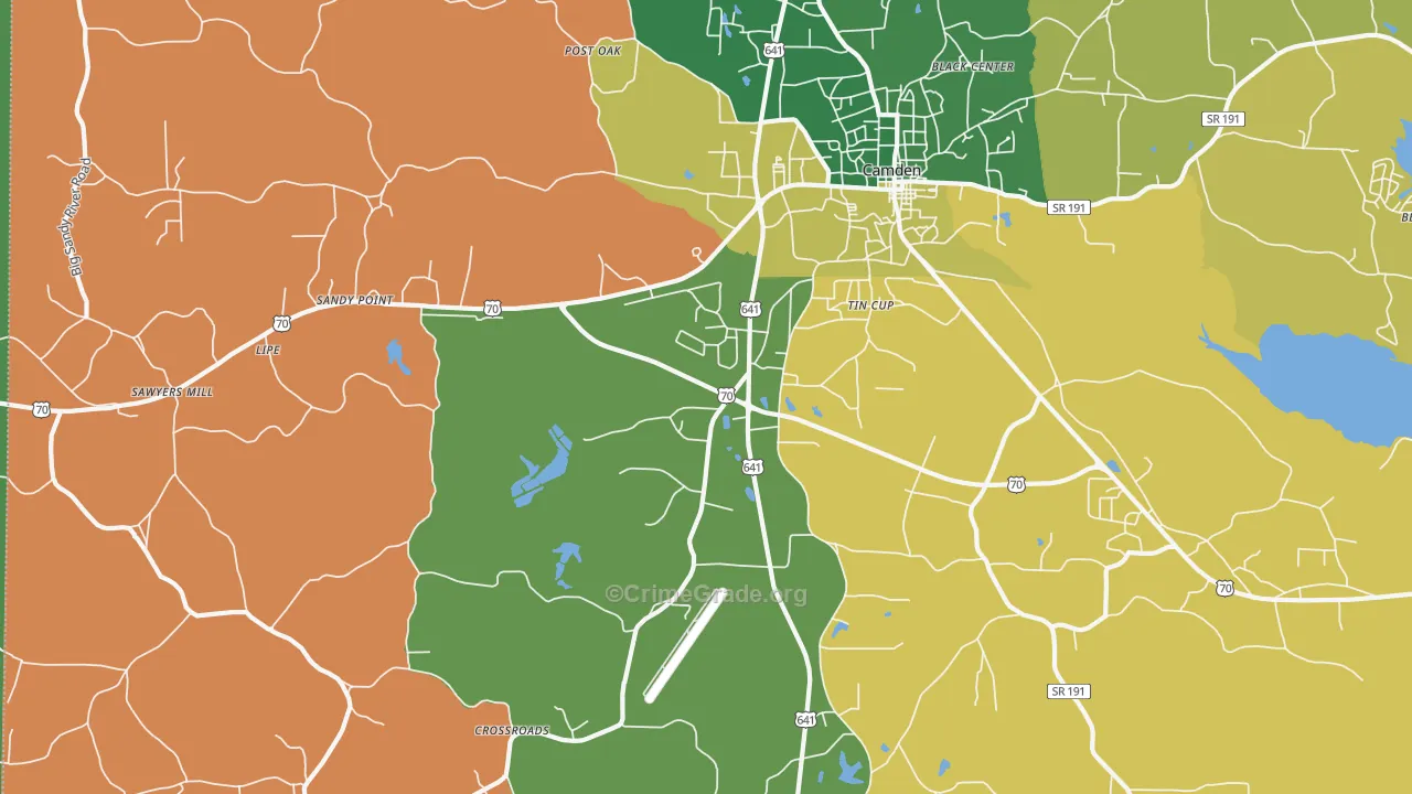 Tin Cup, TN Map of Vehicle Theft Rates