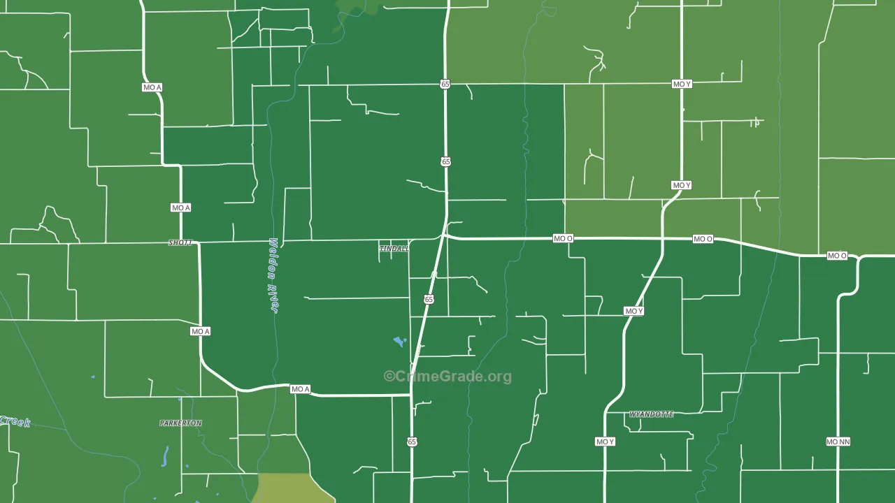 Tindall, MO Map of Vehicle Theft Rates