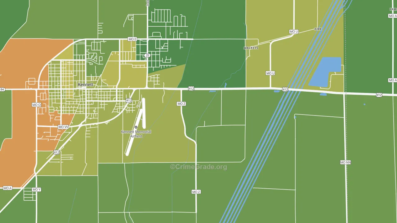 Tinkerville, MO Map of Vehicle Theft Rates