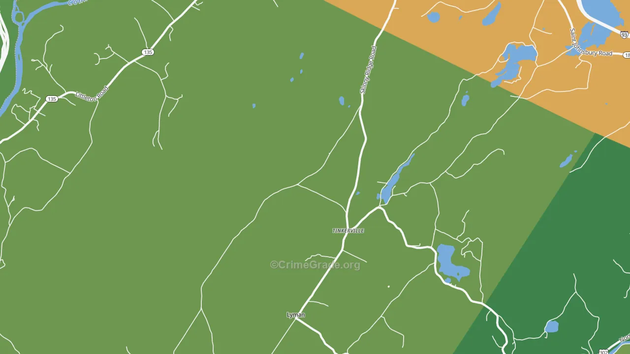 Tinkerville, NH Map of Vehicle Theft Rates