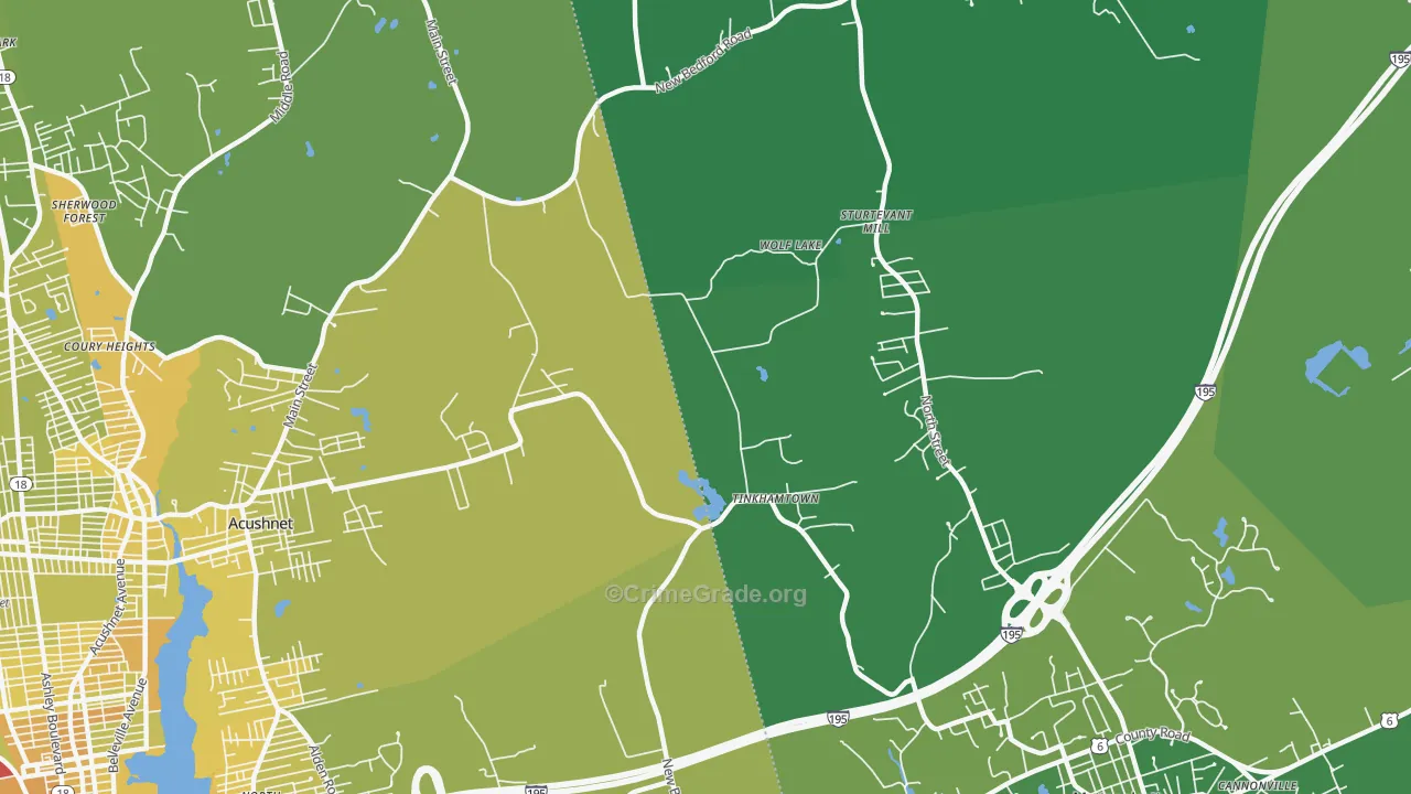 Tinkhamtown, MA Map of Vehicle Theft Rates