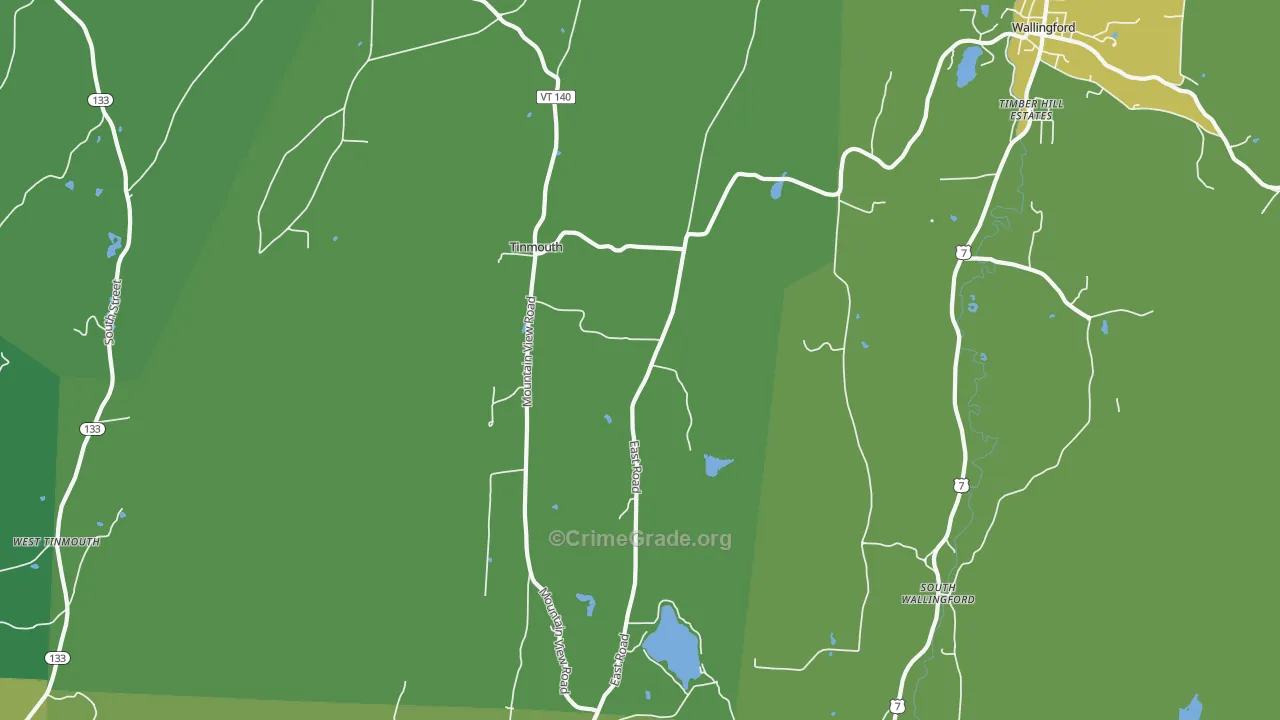 Tinmouth, VT Map of Vehicle Theft Rates