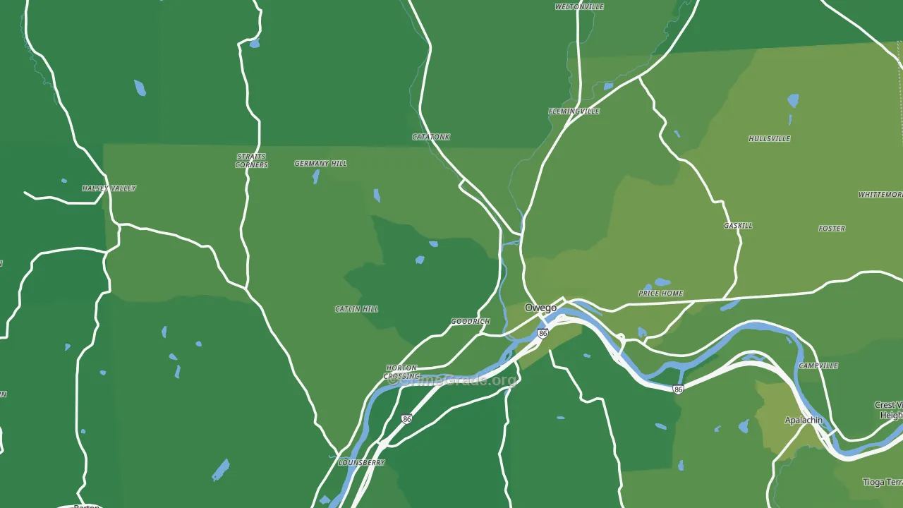 Tioga County, NY Map of Vehicle Theft Rates