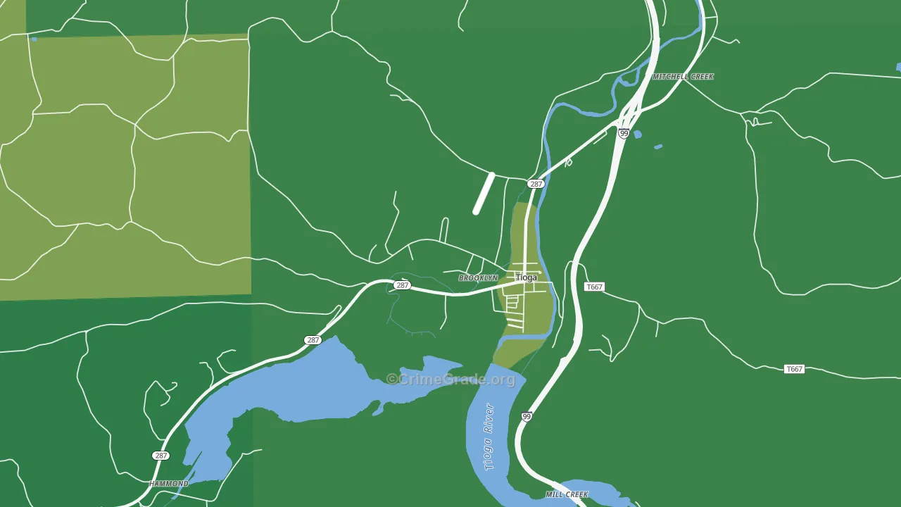 Tioga Junction, PA Map of Vehicle Theft Rates