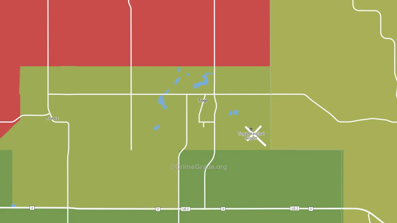 Tioga, ND Map of Vehicle Theft Rates