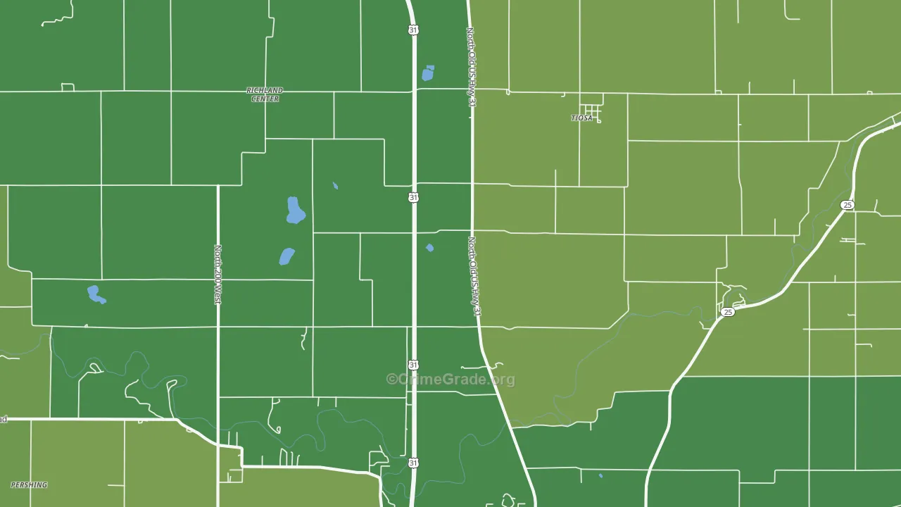 Tiosa, IN Map of Vehicle Theft Rates