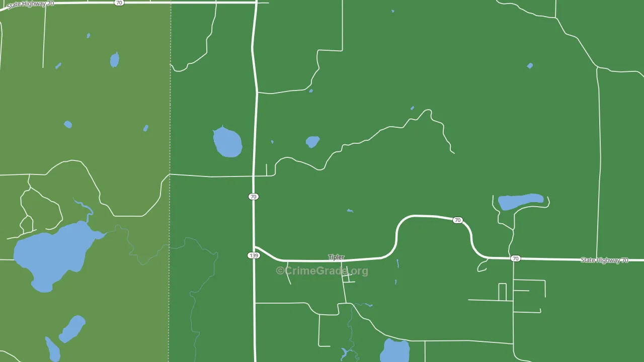 Tipler, WI Map of Vehicle Theft Rates