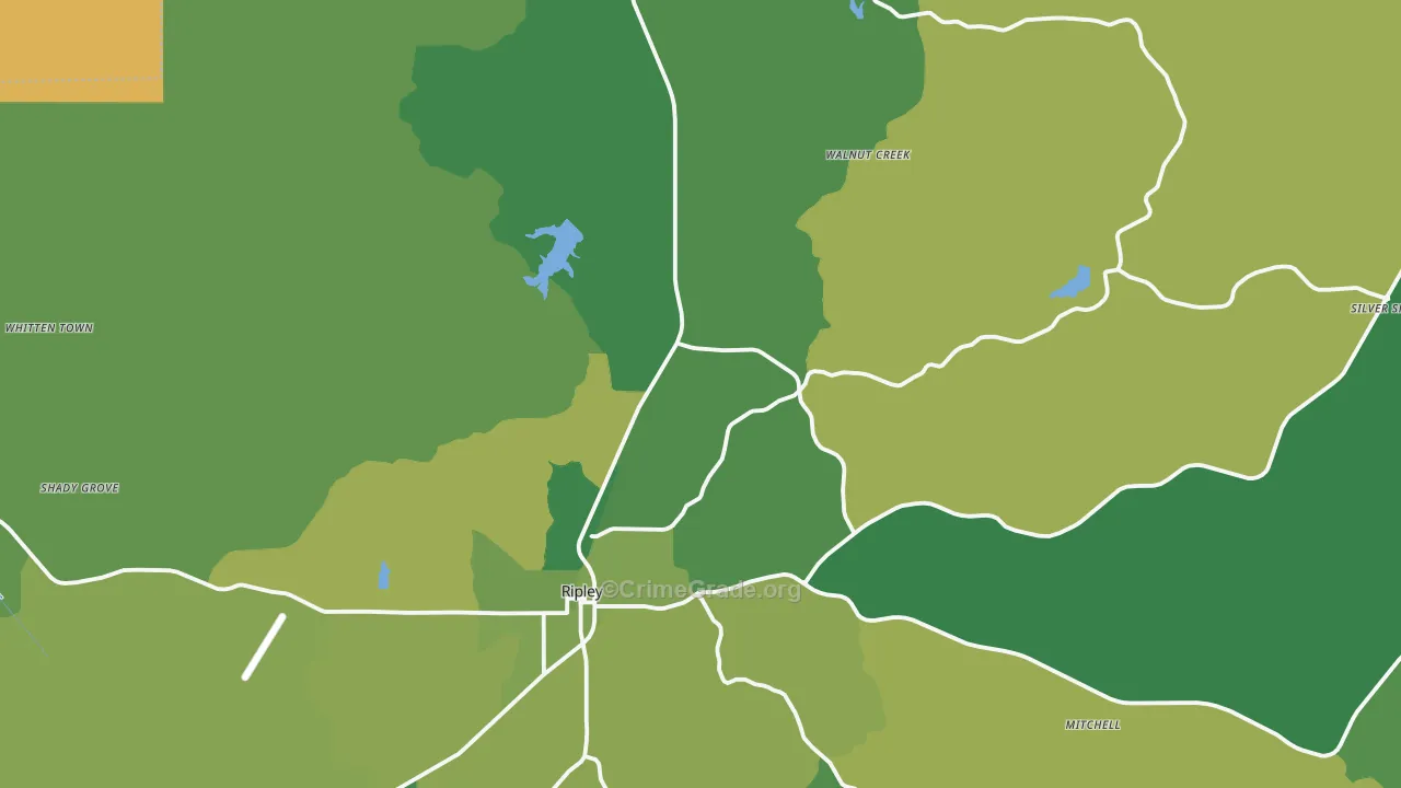 Tippah County, MS Map of Vehicle Theft Rates