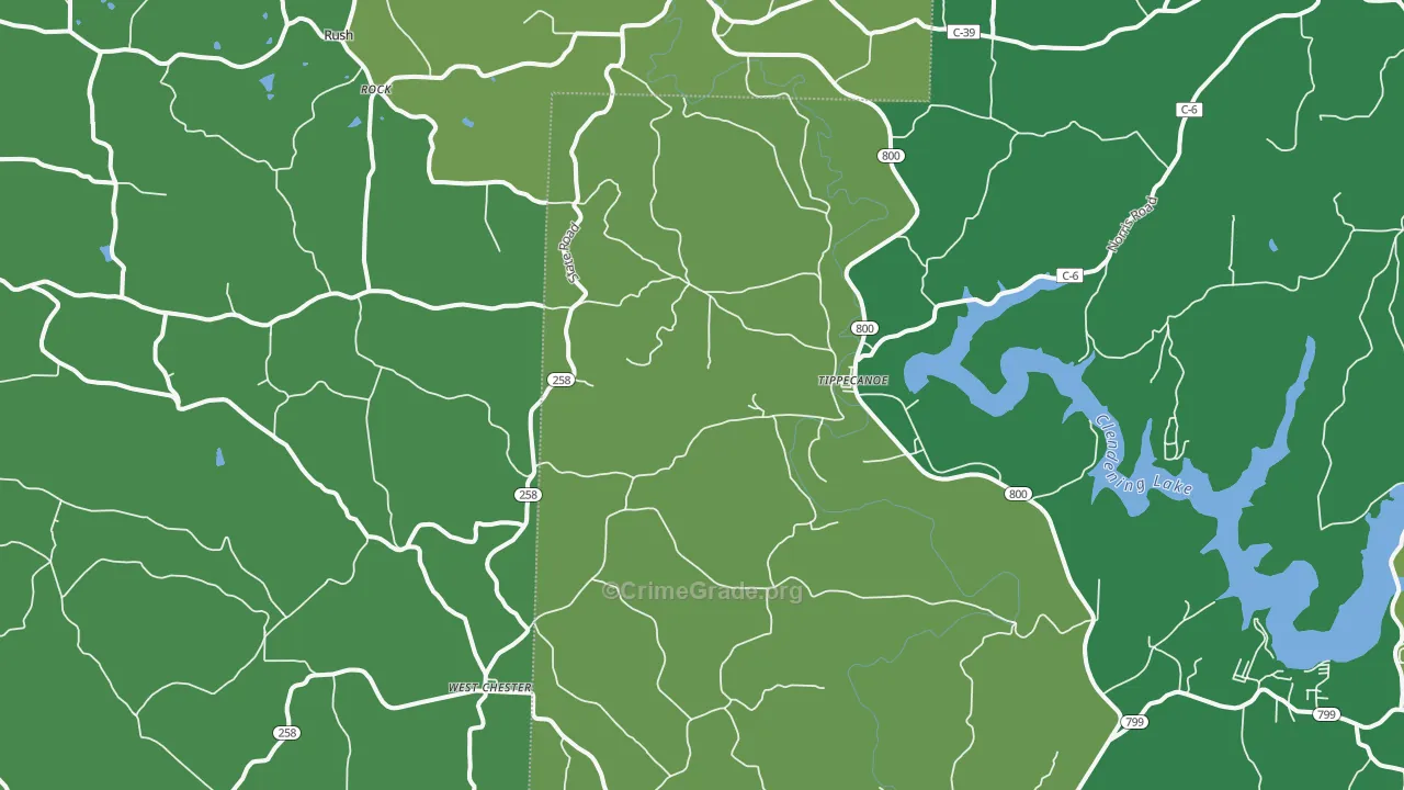 Tippecanoe, OH Map of Vehicle Theft Rates