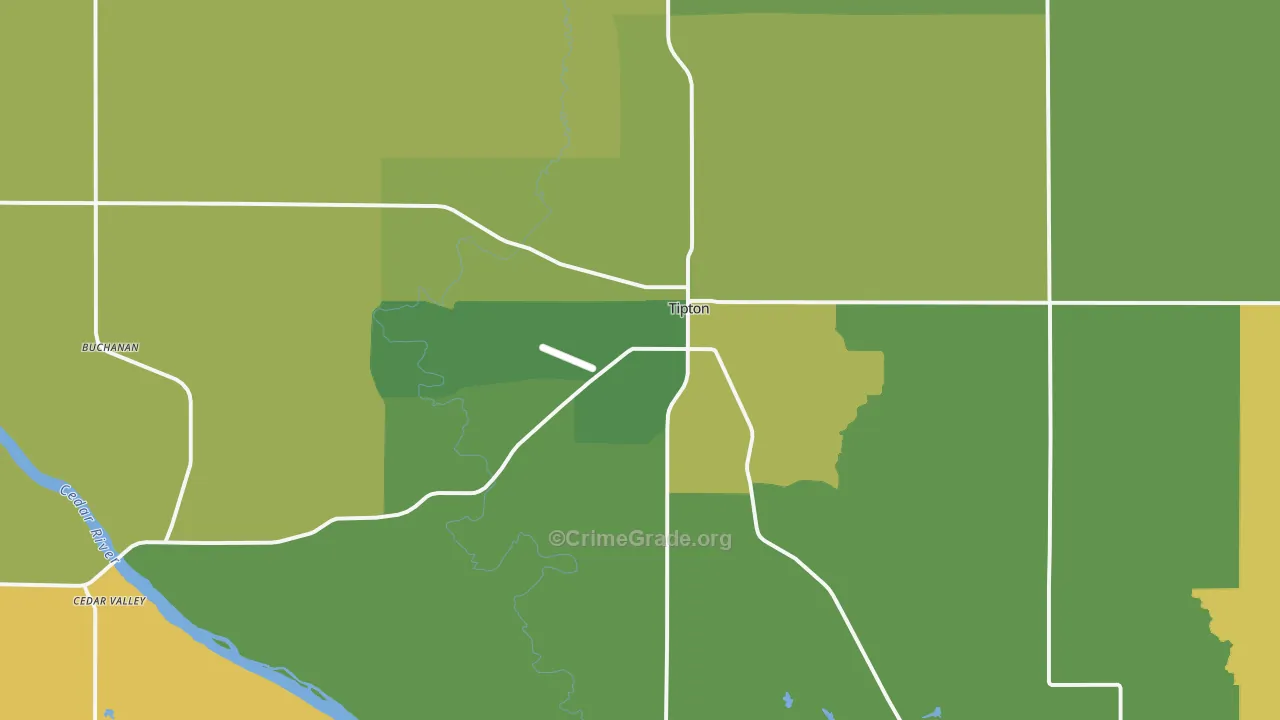 Tipton, IA Map of Vehicle Theft Rates