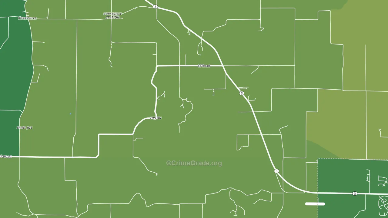 Tipton, IL Map of Vehicle Theft Rates