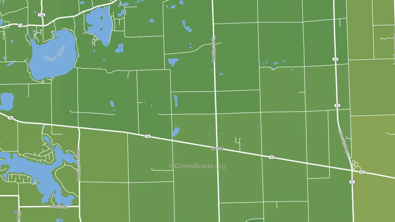 Tipton, MI Map of Vehicle Theft Rates