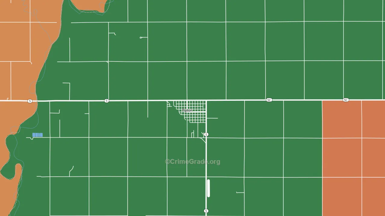 Tipton, OK Map of Vehicle Theft Rates