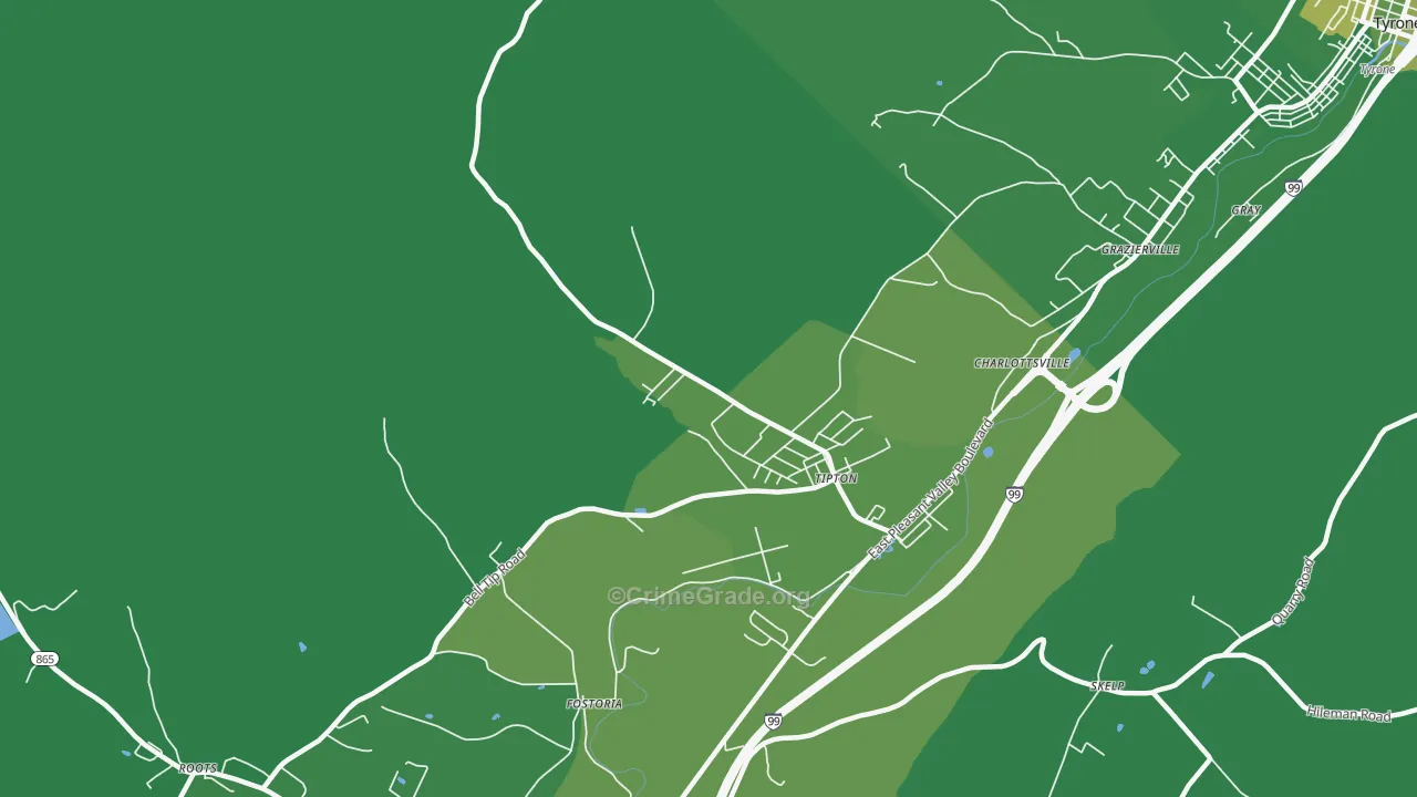 Tipton, PA Map of Vehicle Theft Rates