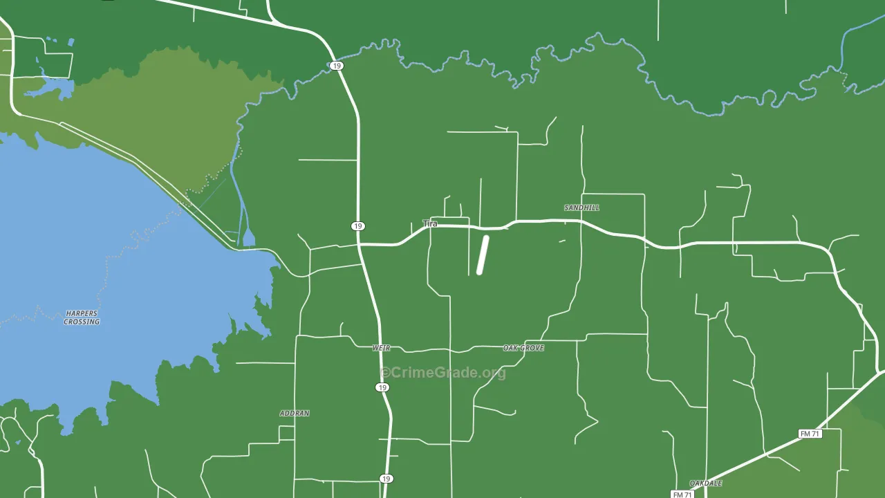Tira, TX Map of Vehicle Theft Rates