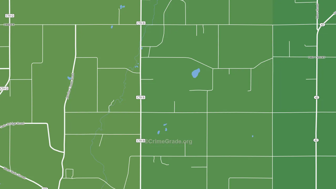 Tisch Mills, WI Map of Vehicle Theft Rates