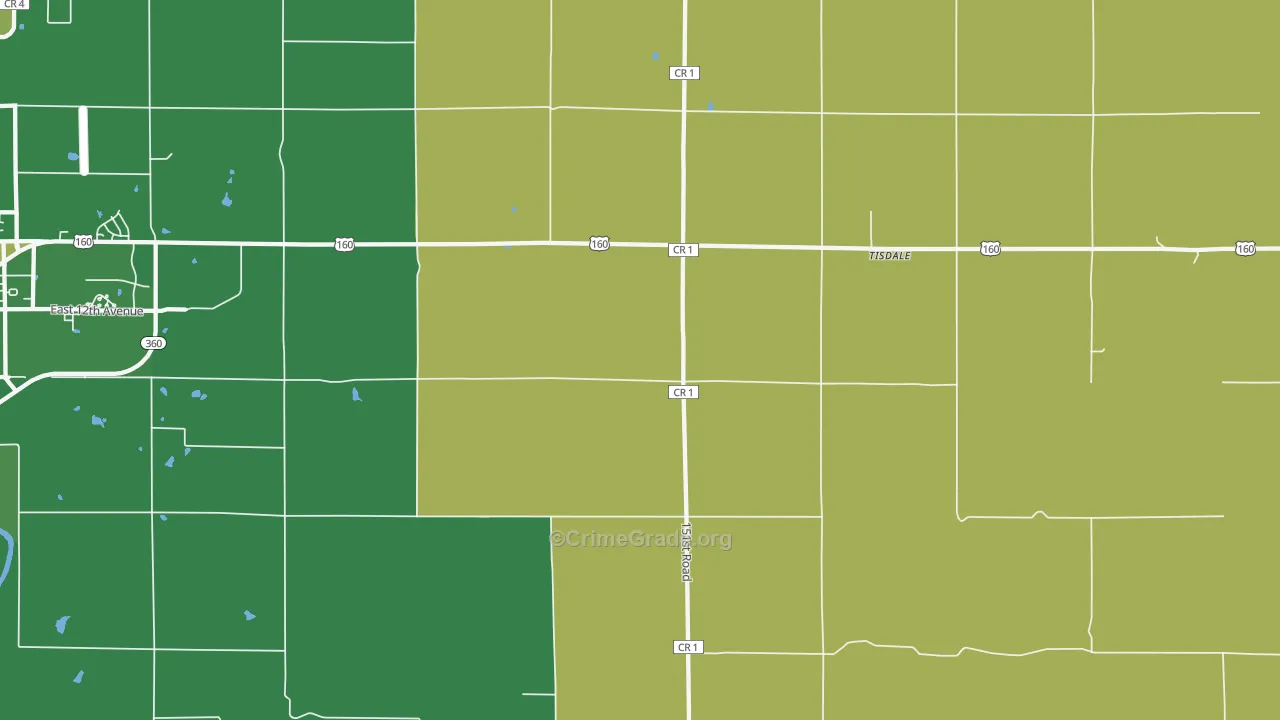 Tisdale, KS Map of Vehicle Theft Rates