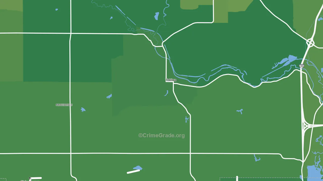 Tiskilwa, IL Map of Vehicle Theft Rates