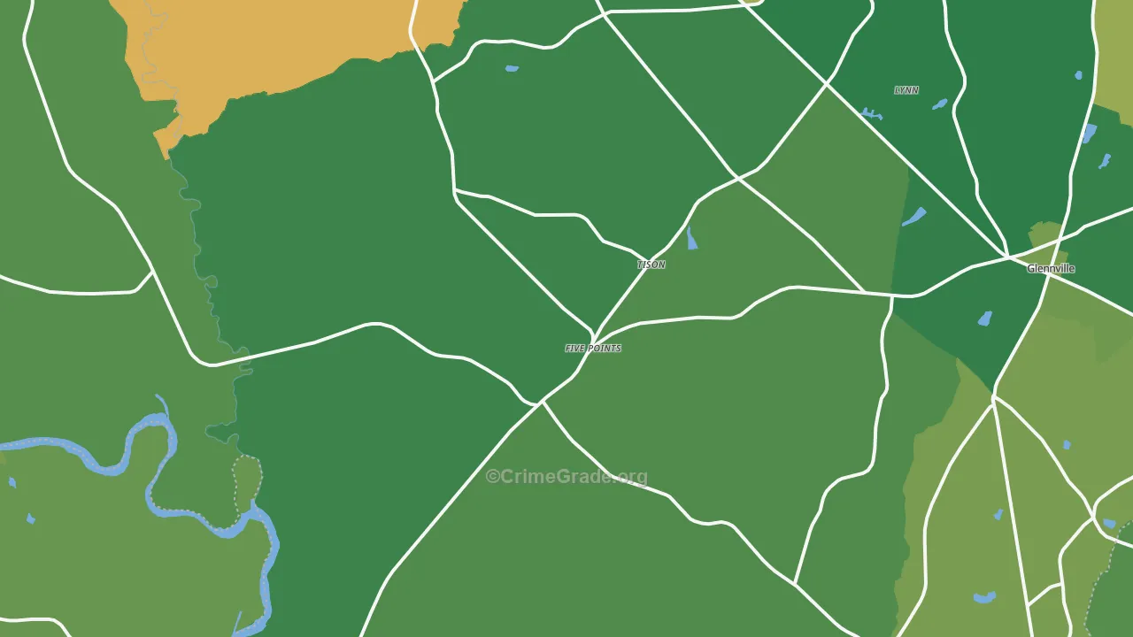 Tison, GA Map of Vehicle Theft Rates