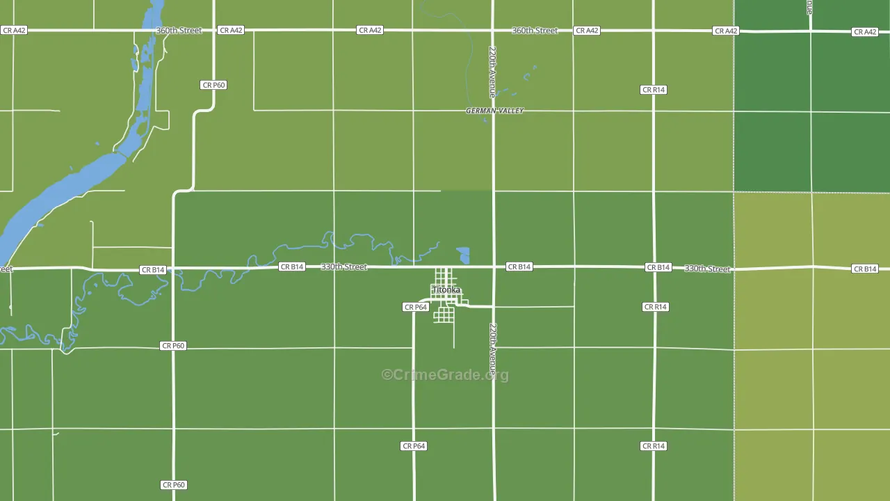Titonka, IA Map of Vehicle Theft Rates