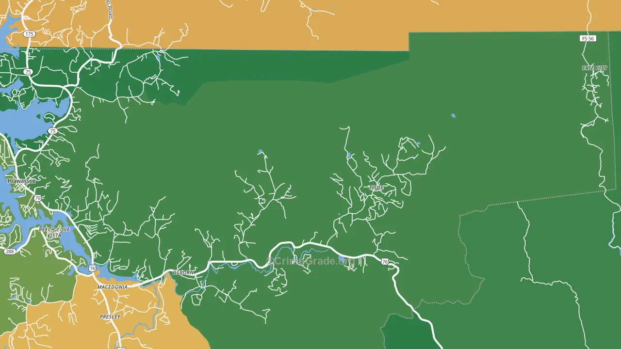 Titus, GA Map of Vehicle Theft Rates